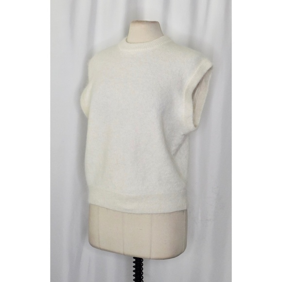 ZARA White Alpaca Wool Boxy Sleeveless Sweater Oyster White Knit Solid Large - Picture 7 of 16